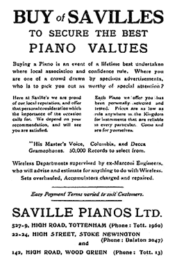 Savilles Pianos Ad